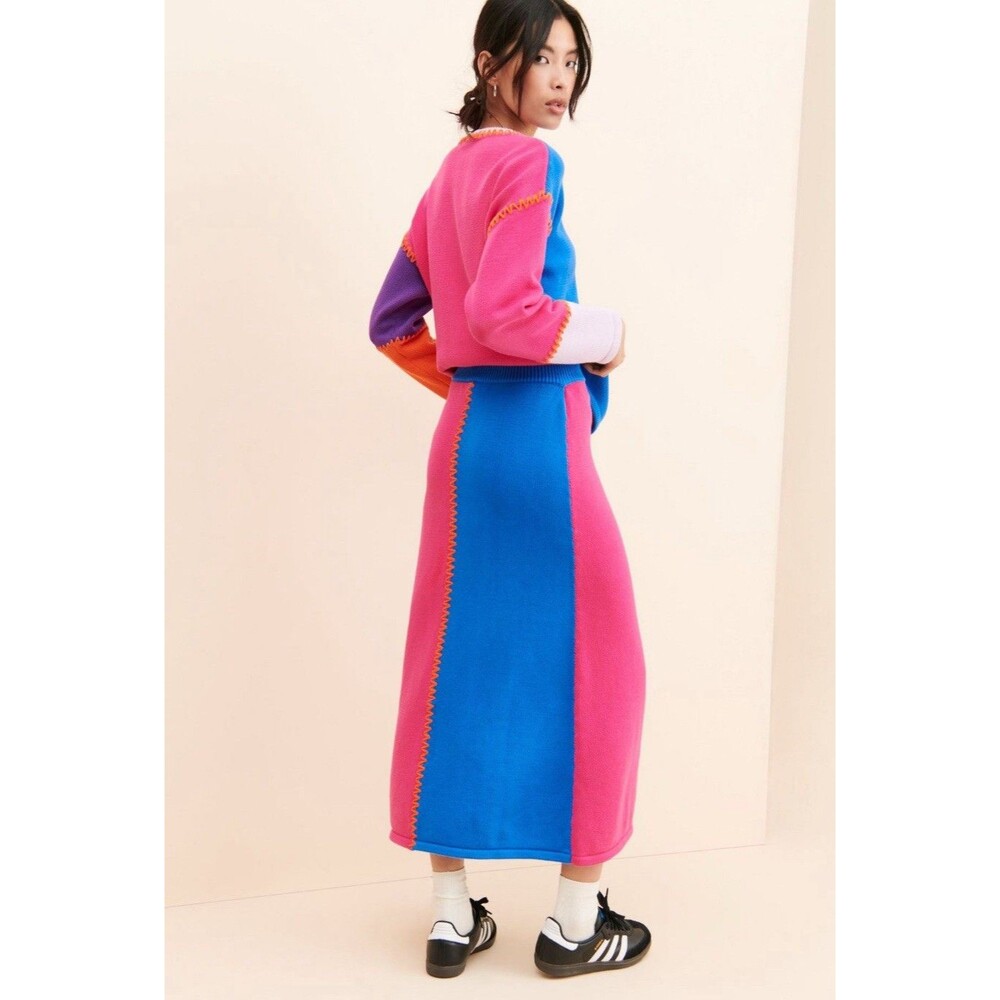 Anthropologie Olivia Rubin Knit Skirt Women Susan Colorblock Boho Size XS New